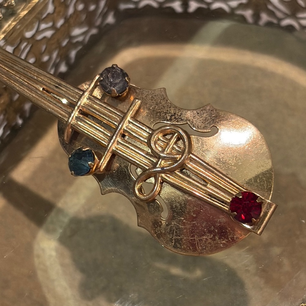 Vintage 40’s Gold Cello Violin Brooch